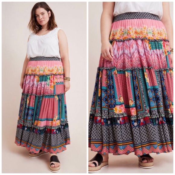 NWT ANTHROPOLOGIE BHANUNI BY JYOTI CELINA TIERED MAXI SKIRT - Picture 13 of 16